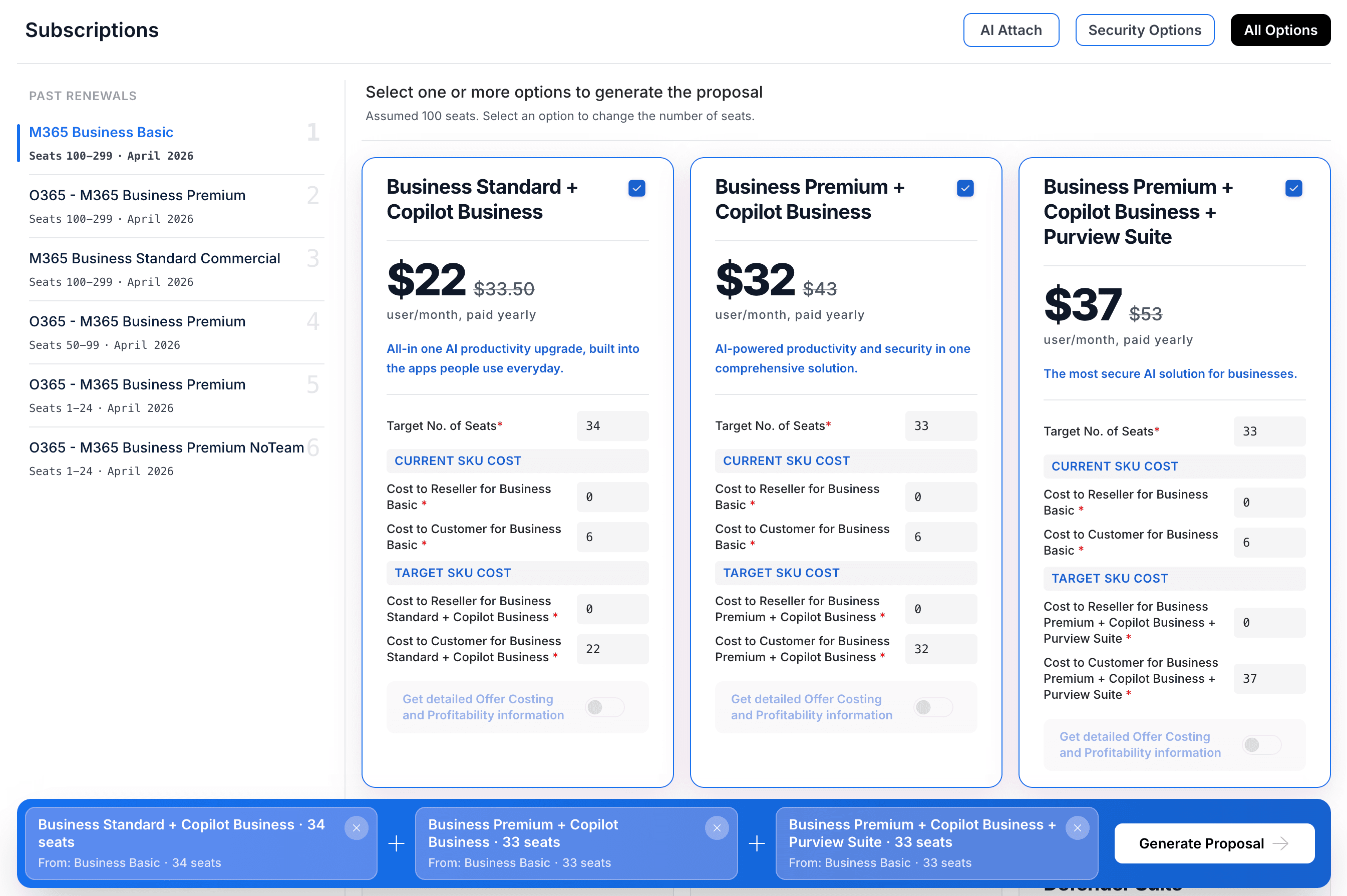 Proposal Subscriptions Dashboard
